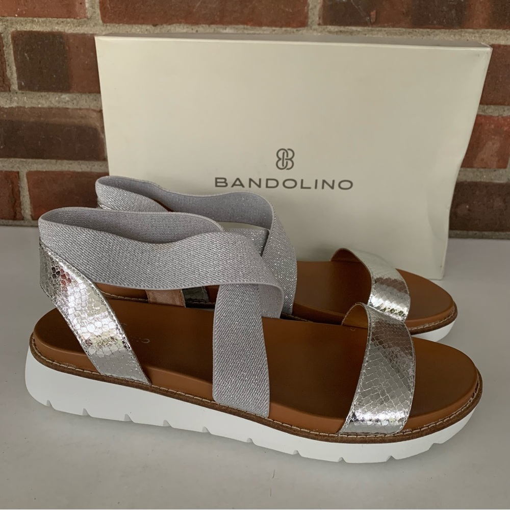 Bandolino Anly Silver Low Wedge Sport Sandals Size US 10 M - Picture 1 of 9